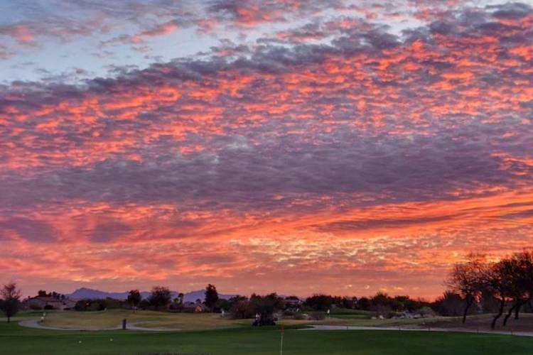 sunrise at a bear creek golf complex green in chandler